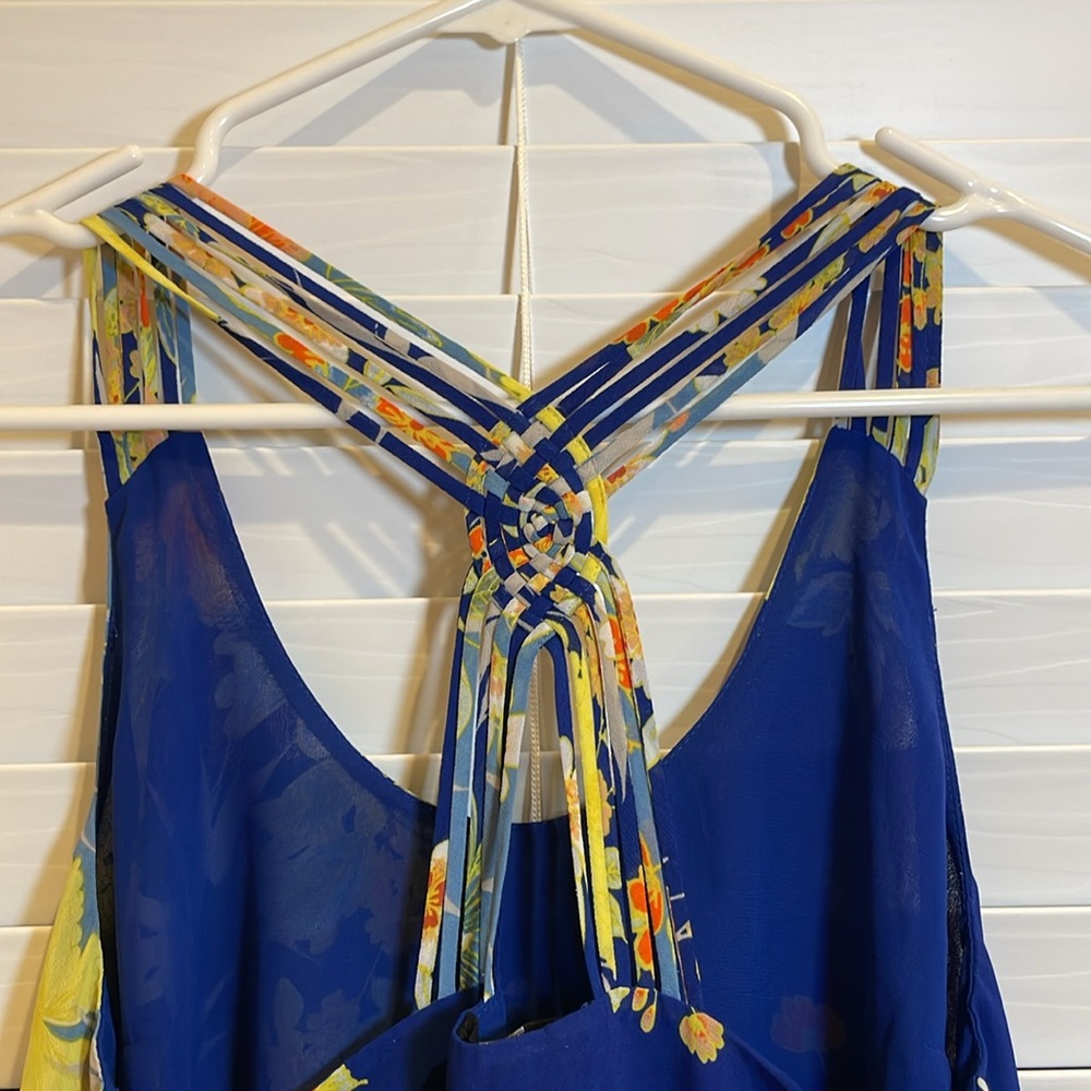 Guess Royal Blue Floral Tank Sz XS - Picture 3 of 7